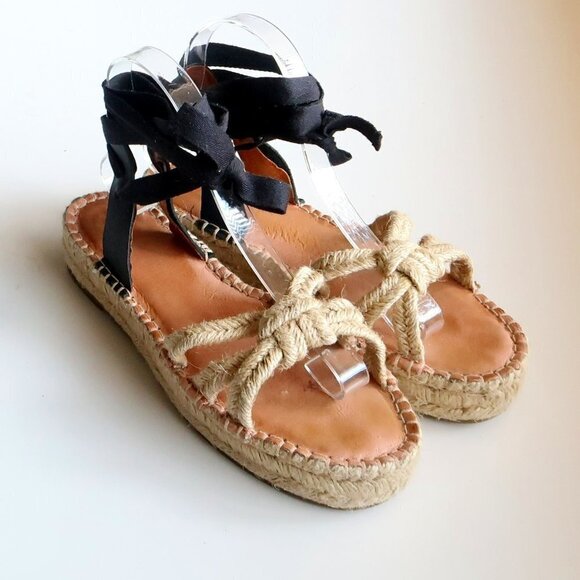 Madewell The Gwen Flat Platform Espadrille Ankle Tie Lace Up Jute Sandals 7.5 - Picture 12 of 16